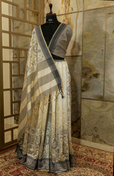 Off white Tussar Saree with Warli Embroidery